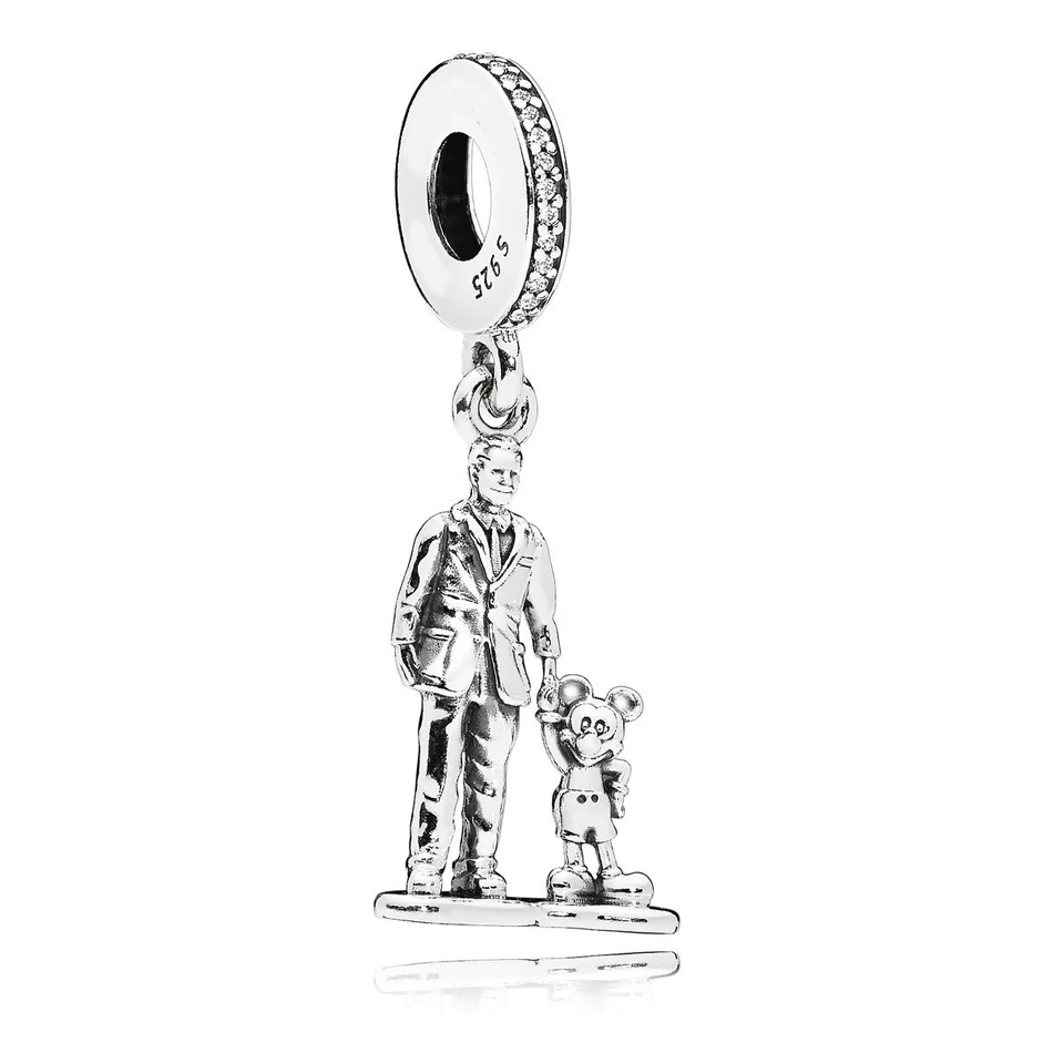 

Authentic 925 Sterling Silver Walt & Mickey Mouse Partners With Crystal Pendant Charm Fit Pandora Bracelet Bangle DIY Jewelry