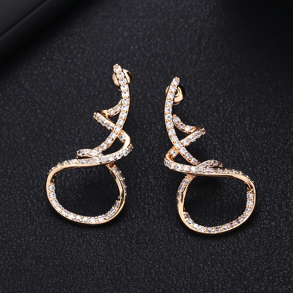 JANKELLY 38 мм Роскошные обмотки линии Геометрия полный Мирко проложили Microl циркония Naija свадебные серьги модные украшения