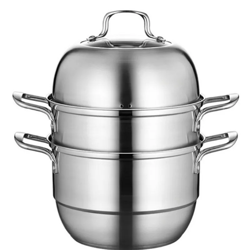 32 CM Steamer Stainless Steel Home Steamer Three Thick Steaming Plate