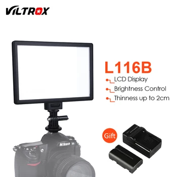 Viltrox L116B Slim LCD Display Dimmable DSLR Photo Studio LED Video Light+Battery+Charger for Canon Nikon Camera DV Camcorder
Viltrox L116B Slim LCD Display Dimmable DSLR Photo Studio LED Video Light+Battery+Charger for Canon Nikon Camera DV Camcorder