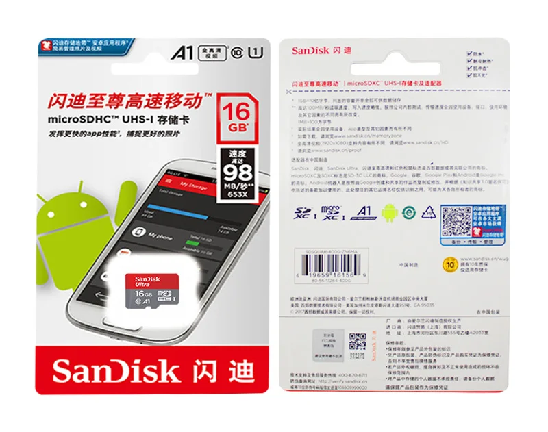 SanDisk 16 GB Micro sd карты Оригинал карты памяти A1 MicroSD Max 80 м/с Uitra Class 10 карты памяти 16 gb картао де memoria карты SDHC