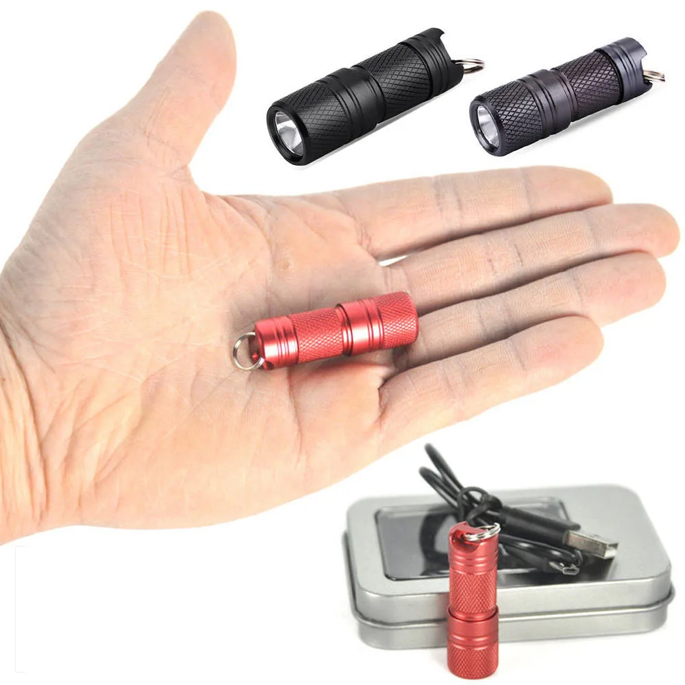 

Jeebel Pocket Mini LED Flashlight USB Rechargeable Waterproof White Light Keychain Torch Super Small Portable Flashlight