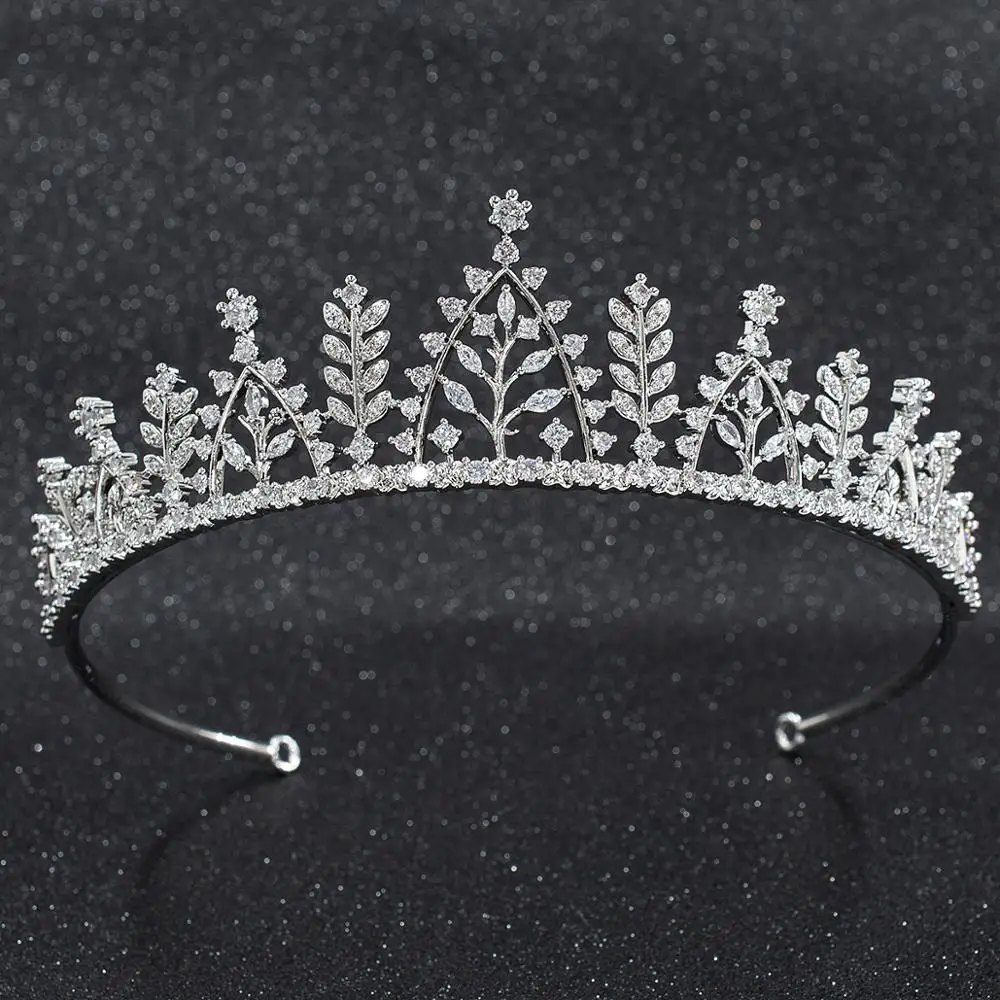 

Cubic Zirconia Wedding Bridal Tiara Crown Women Girl Prom Hair Jewelry Accessories Real Platinum Plated CH10292