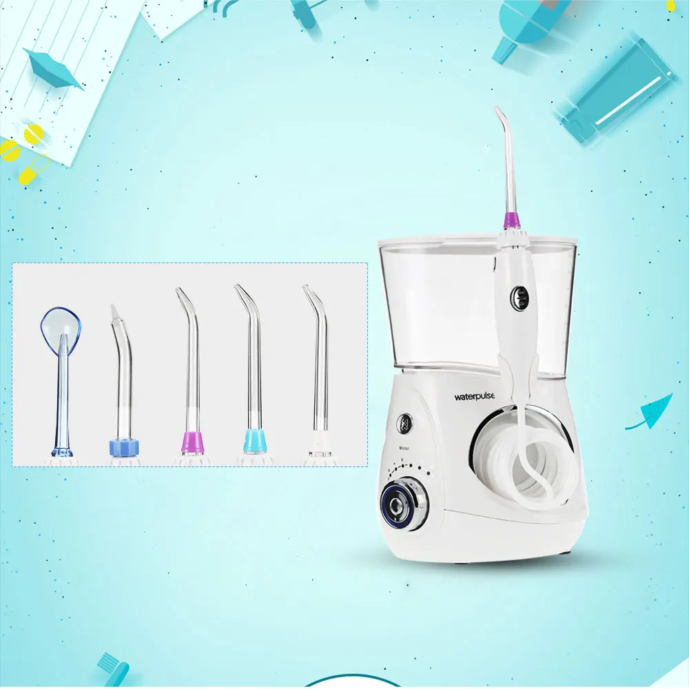 

Waterpulse V660 Dental Flosser Power Dental Floss Water Jet Oral Care Teeth Cleaner Irrigator With 5 Tip & 700ml X32