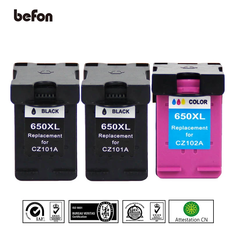befon 3 Pack Refill 650XL Ink Cartridge Replacement for HP 650 HP650 XL for Deskjet 1015 1515