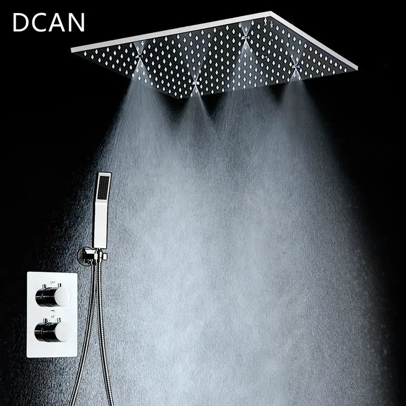 

DCAN SPA Big Rain Shower Faucets Modern Shower Ceiling 20'' Showerheads Panel 304 Stainless Steel Shower Set & Bath Shower Mixer