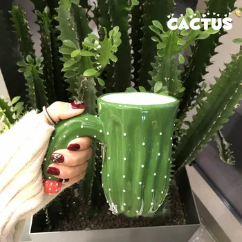 

Cute 3D Cactus Mug Small Fresh Creative Plant Water Cup Simple Handmade Ceramic Lovers Gift Plant cup Strange mug teacup CL0324