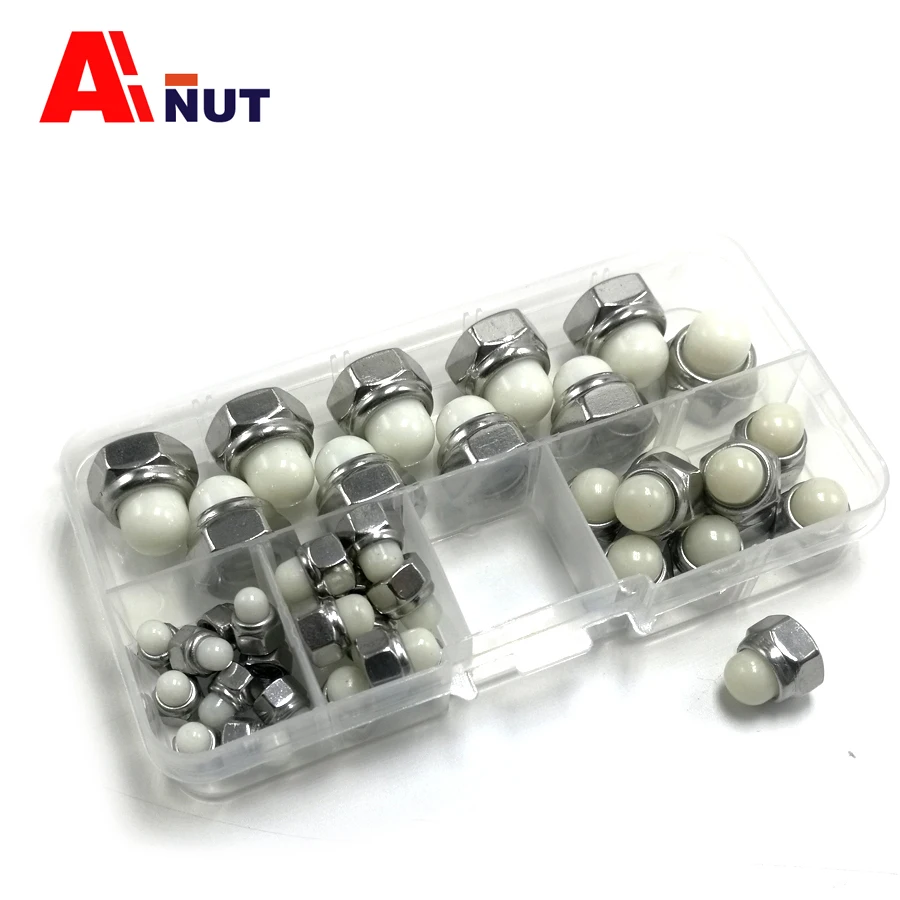 M5 M6 M8 M10 nylon head Cap Nut kit, 304 stainless steel nylon insert