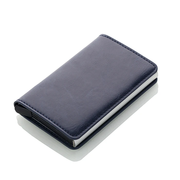 Weduoduo Rfid держатель для карт мужские кошельки сумка для денег Мужской винтажный кредитный держатель для карт маленькие кожаные смарт-Кошельки Мини-кошельки - Цвет: Dark blue
