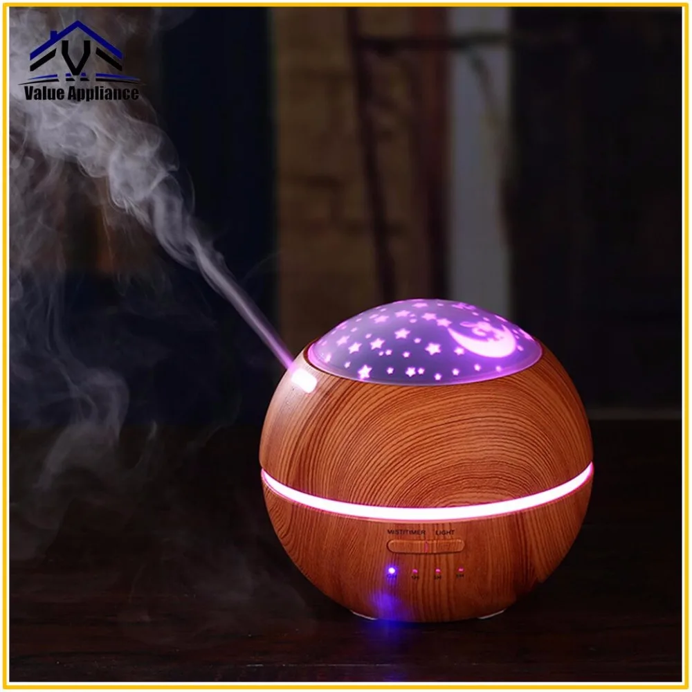 

Aroma Essential Oil Diffuse Ultrasonic Cool Mist Humidifier With Star Projection Air Purifier Night light for Children's Room