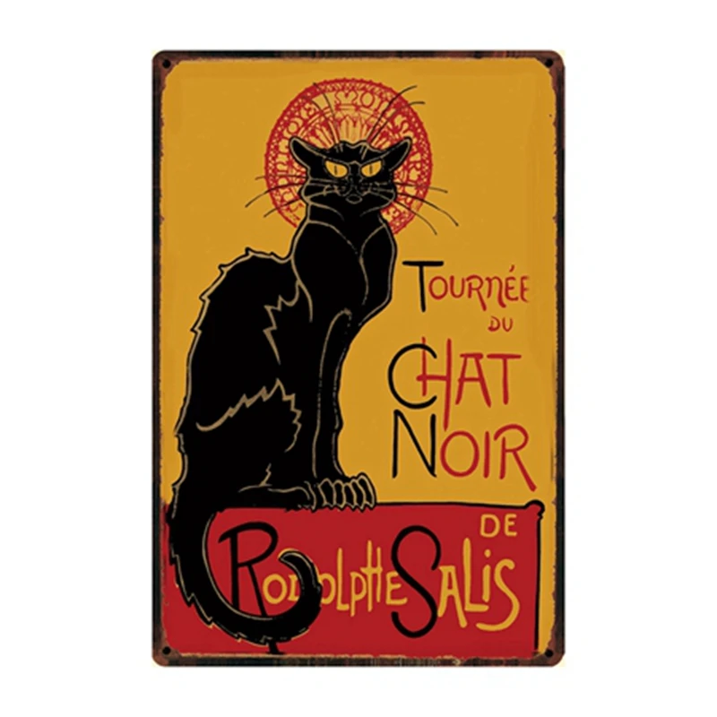 [Kelly66] черная кошка кафе металлическая вывеска оловянный плакат табличка для домашнего декора настенная живопись 20*30 см размер y-2159 - Цвет: y-2162