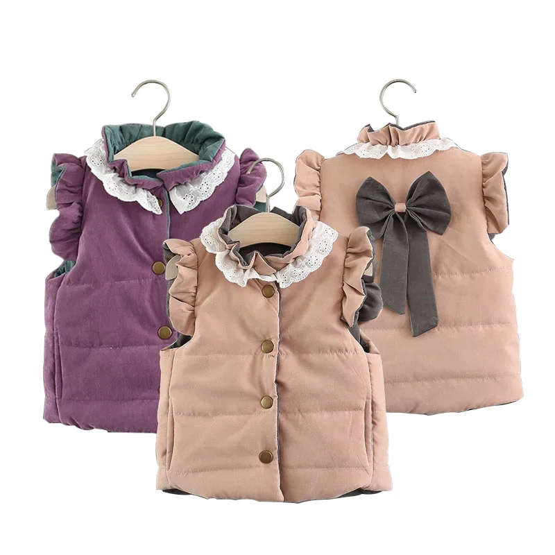

Kids Vests Girls Imitation Down Cotton Sleeveless Jacket Warm Baby Winter Vest Solid Coat Winter Clothes Girl Kids Clothing Tops