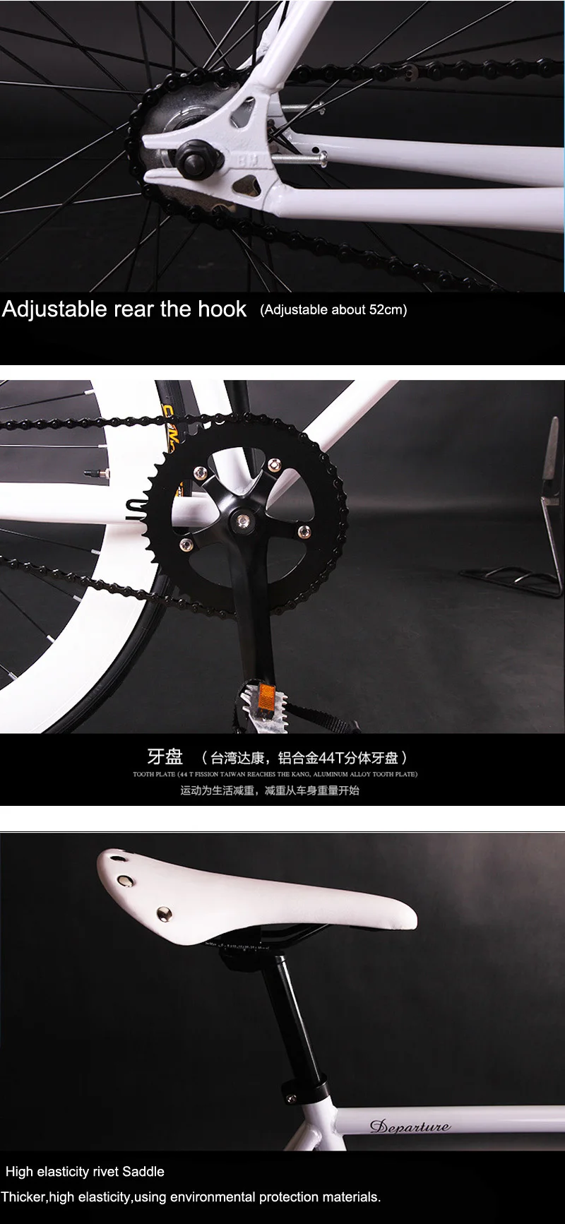 Top Fixed gear bike  Magnesium Alloy Wheel 3 spokes fixie Bicycle700C wheel 70mm Rim  52cm frame BIKE Complete Road Bike 6