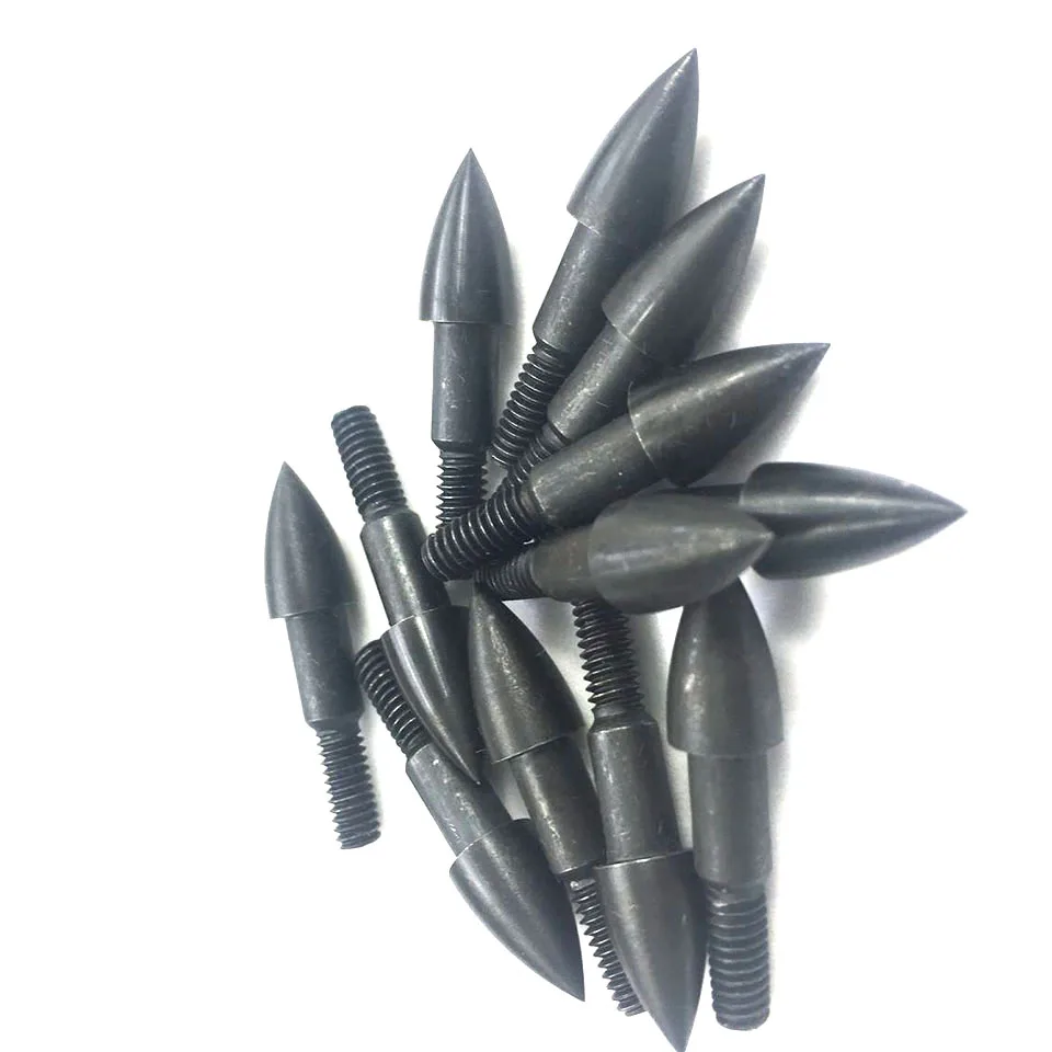 

12Pcs/lot 75 grain Archery Black Steel Arrow Heads Target Point Broadhead Arrow Tip Sporting/Hunting
