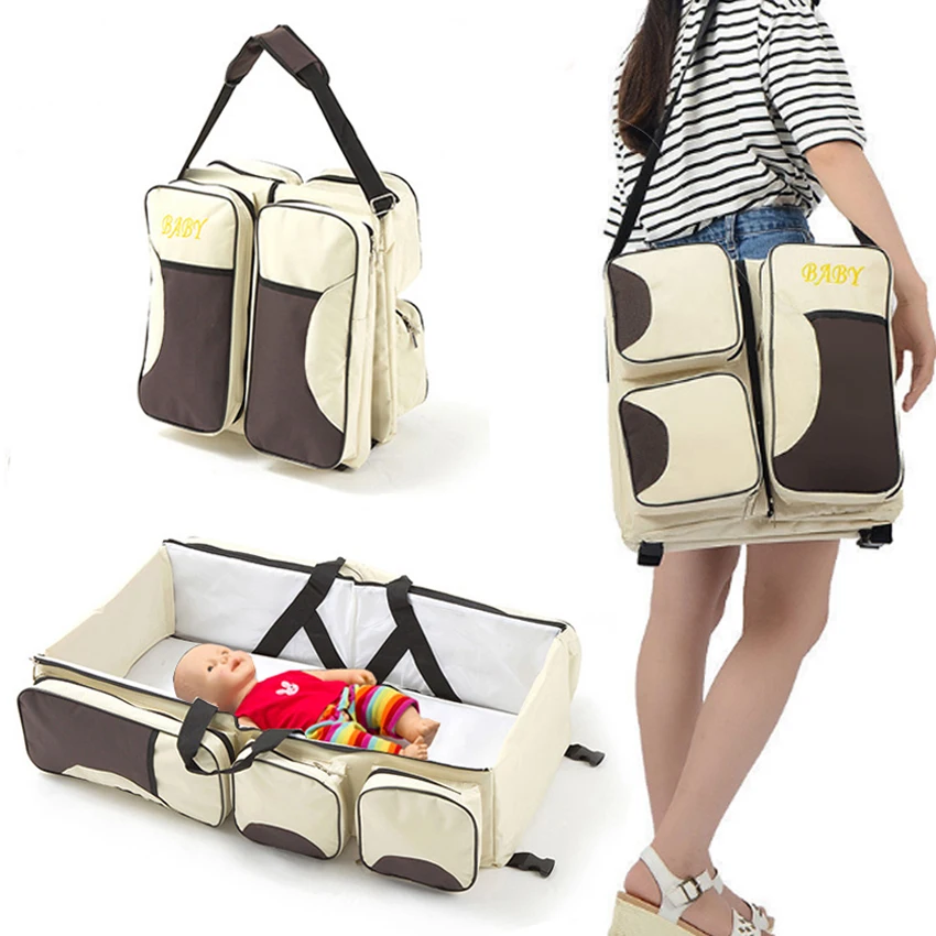 

Hot Mummy Baby Crib Diaper Bag Folding Crib Travel Bed Bag Portable Convenience to Take Quality Material Cloth Big Space