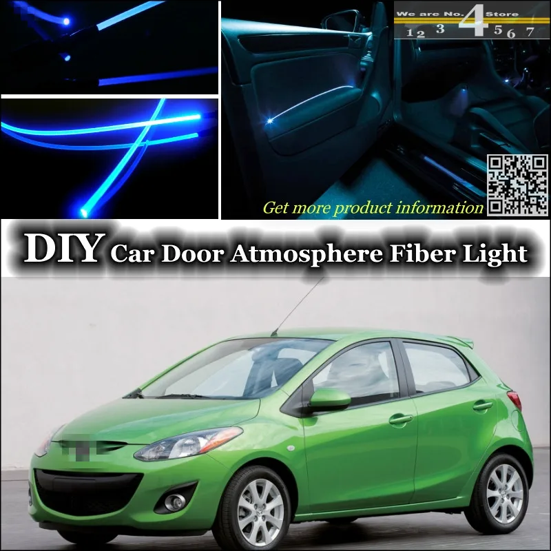 

interior Ambient Light Tuning Atmosphere Fiber Optic Band Lights For Mazda 2 Mazda2 M2 Demio DW DY DE DJ Door Panel illumination