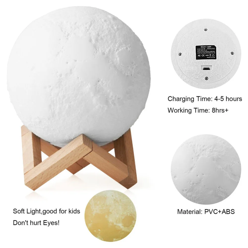 قابلة للشحن 3D السحرية القمر LED ليلة 3 اللون تغيير بات Swtich نوم خزانة ليلة ضوء ديكور الإبداعية هدية