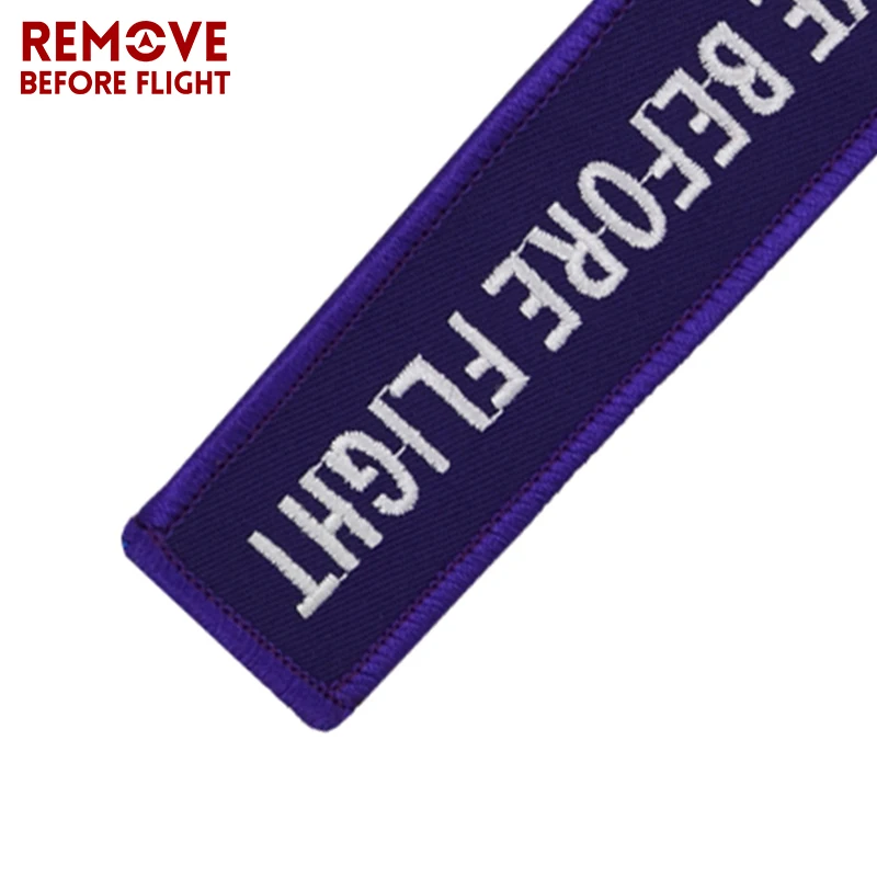 2017 Fashion Jewelry Keychain for Cars OEM Motorcycles Key Chains Purple Embroidery Key Fobs REMOVE BEFORE FLIGHT Key Chain Tag (3)