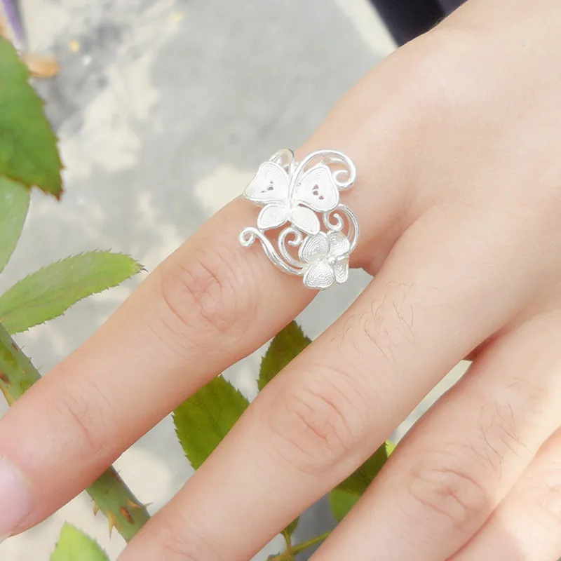 

Butterfly Women Rings 999 Sterling Silver Miao Jewelry Engagement Handmade Ethnic Adjustable Fingure Carving Ring Calendar 2019