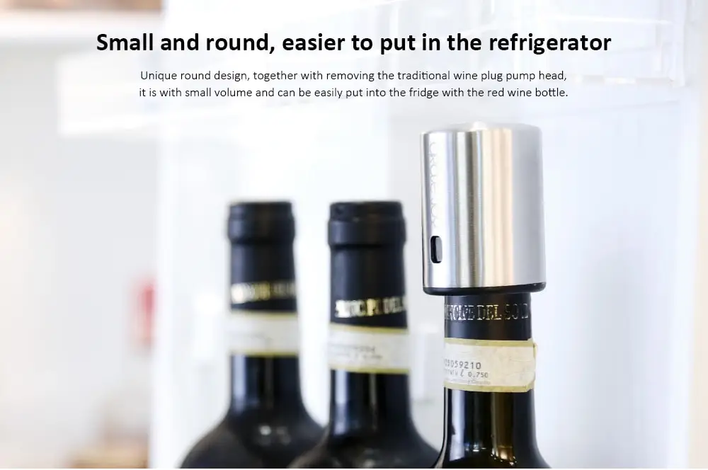 Circle Joy Stainless Steel Wine Bottle Stopper with Vacuum Memory from Xiaomi Youpin- Silver
