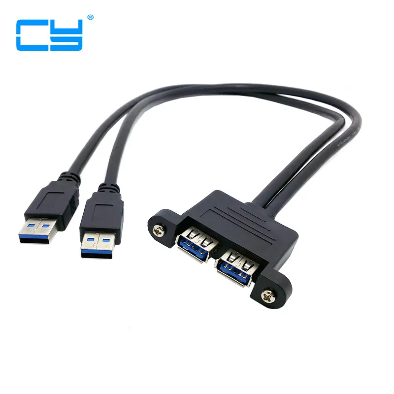 

Dual USB 3.0 Male to Dual USB 3.0 Female USB3.0 Extension Cable with Screw Panel Mount Male to Female M/F 30cm 50cm 1m 1.5m