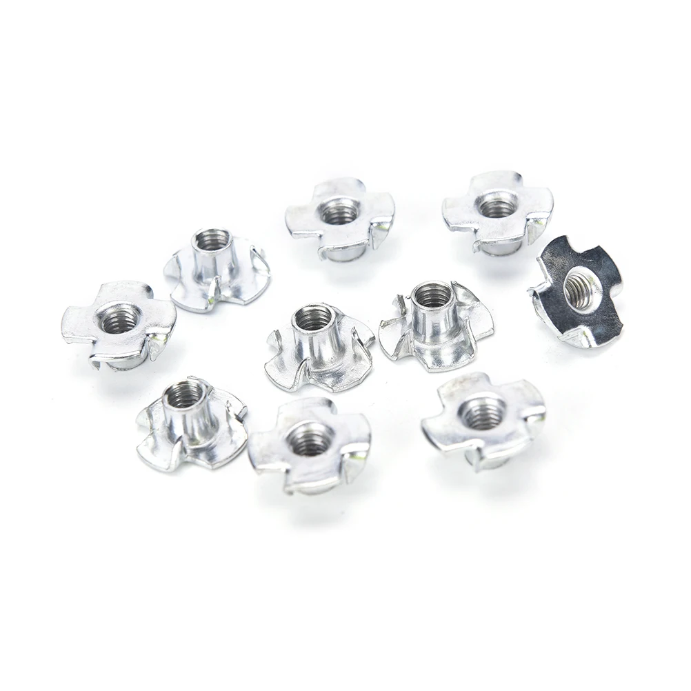 M4 M5 M6 M8 M10 10pcs/Set Four Prong Furniture T Nut Inserts For Wood