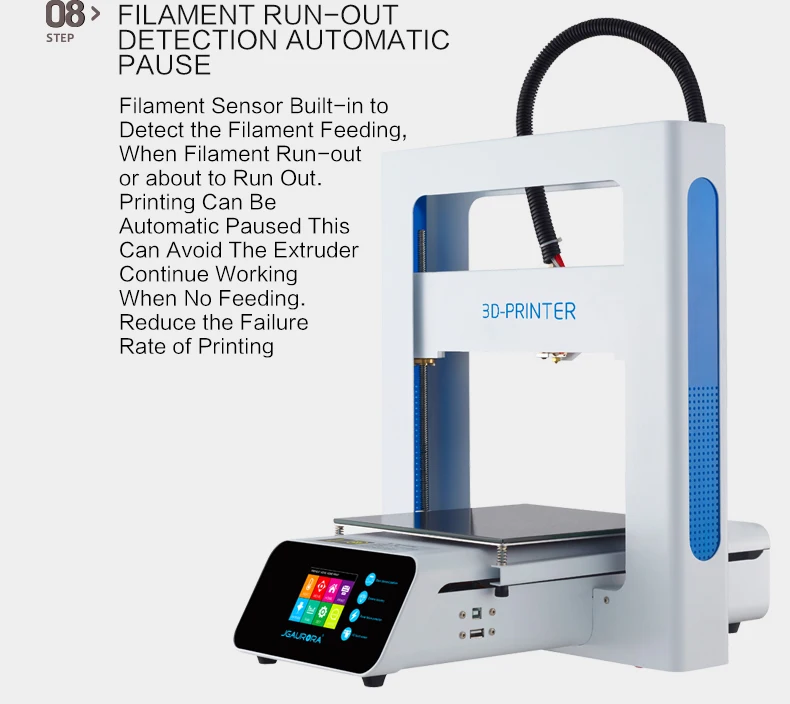 JGAURORA 3d принтер комплект Diy A3S полчаса сборки нити иссякнут обнаружения печать