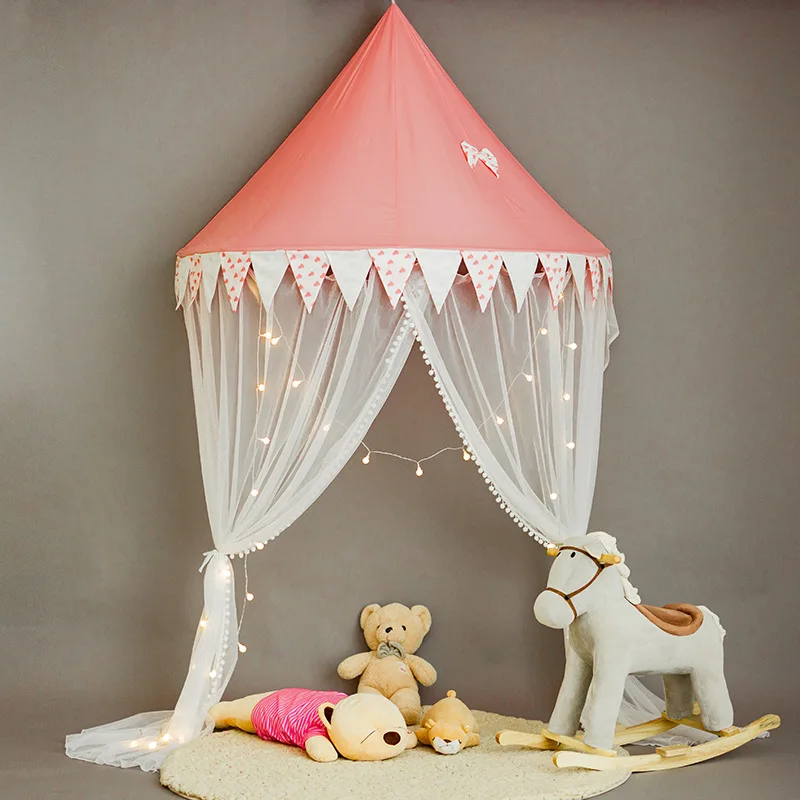 Kids Teepee Tents Kids Play House Cotton Bed Tent Canopy Foldable Crib