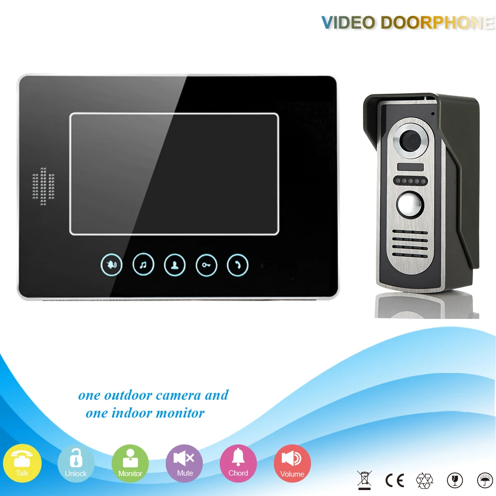 

7 inch TFT LCD one to one HD camera view video doorphone wired colorful building monitor intercom