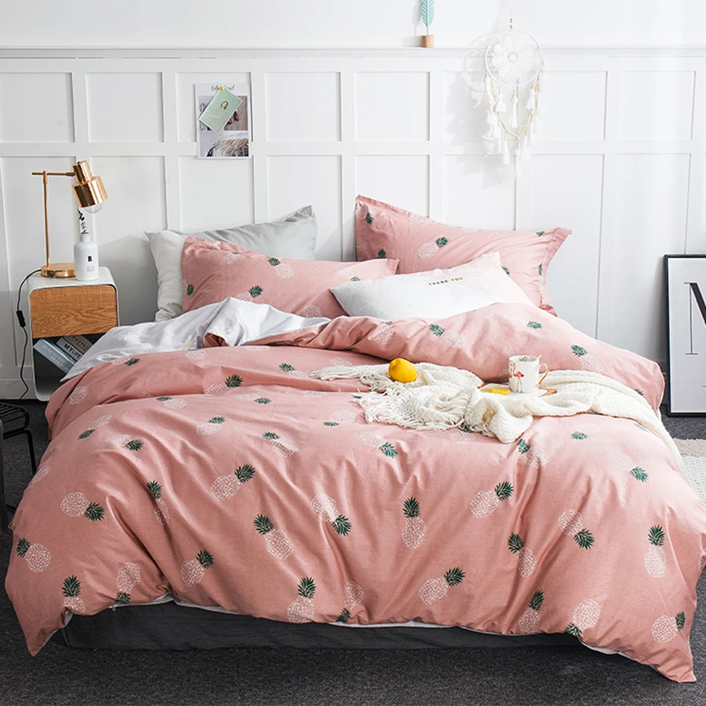

Papa&Mima Small pineapples print bedding set Cotton Twin Queen King size flat sheet pillowcases duvet cover sets Dropshipping