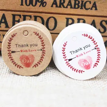 

1000pcs DIY thank you gifts label for bakey & cookies decoration tag ,vintage kraft round paper label tag size 3cm