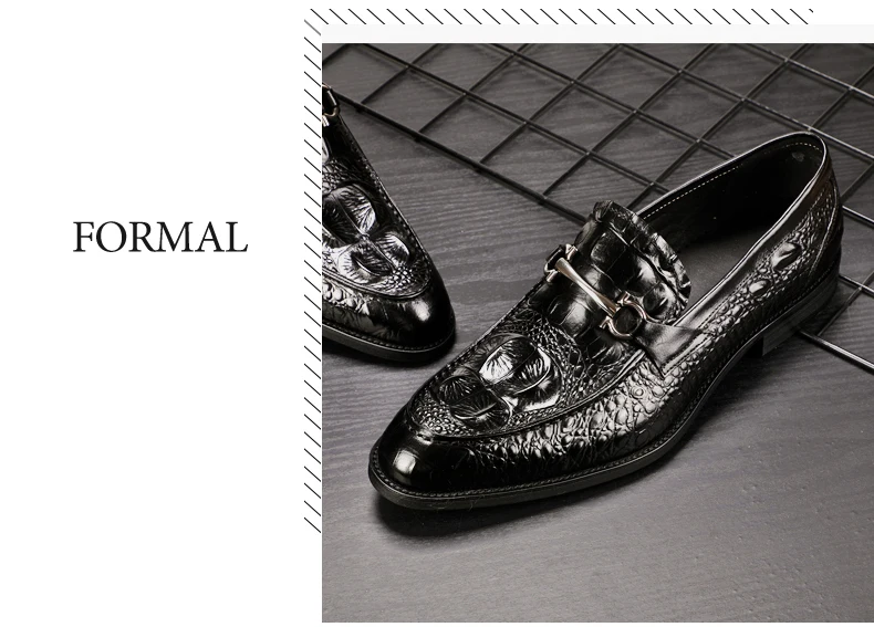 Men's Leather Casual Shoes' Oxfords Shoe Genuine Leather Shoes Men Formal Loafers Emboss Crocodile Casual Shoes Men Size 46 45   (3)