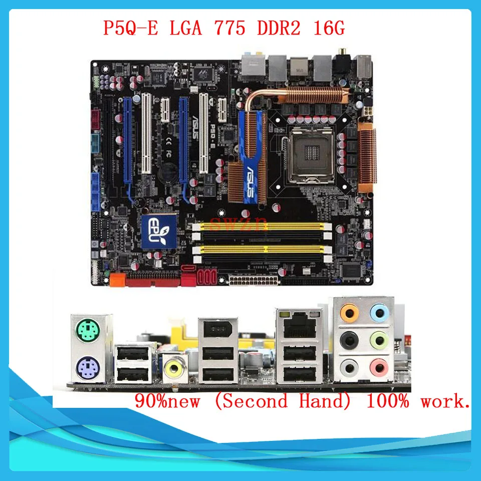 original Used Desktop motherboard For ASUS P5Q-E P45 Support Socket LGA 775 Maximum DDR2 16GB SATA2 USB2.0 ATX asus g31m s support ddr2 775 pin integrated small board g31m g31 motherboard