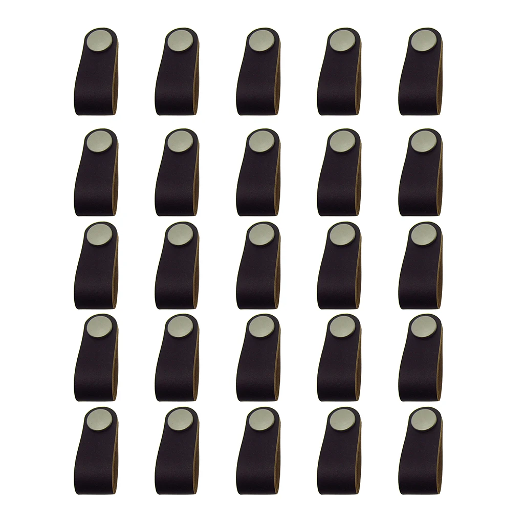 25Pcs Handmade Leather Suitcase Handle Drawer Cabinet Leather Handle Pulls Knob for Kitchen