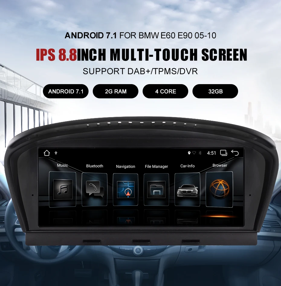 Clearance KANOR 8.8inch 2G+32G Android 7.1 car radio multimedia player for BMW 5 Series E60 E61 E63 E64 3 Sereies E90 E91 E92 CCC CIC 0