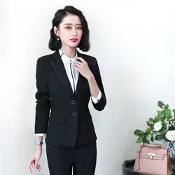 Новинка 2019 Женская официальный офисный стиль черные женские куртки блейзеры с длинными рукавами Женская рабочая одежда OL стили