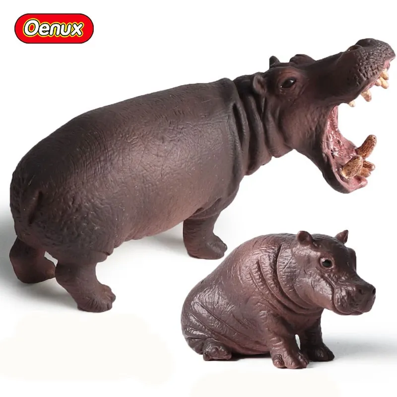 Oenux 2 шт. африканский дикий животные Бегемот моделирование животных Бегемот фигурки героев ПВХ Высокое качество Модель Коллекция