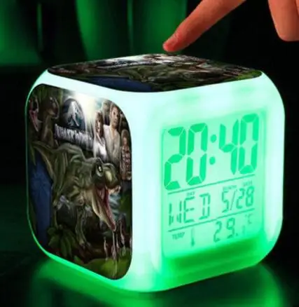 Us 2 94 41 Off Jurassic World Led Digital Alarm Clock Kids Toys Alarm Clock Bedroom 7 Color Flash Reloj Despertador Luminous Dinosaur Watch In Alarm