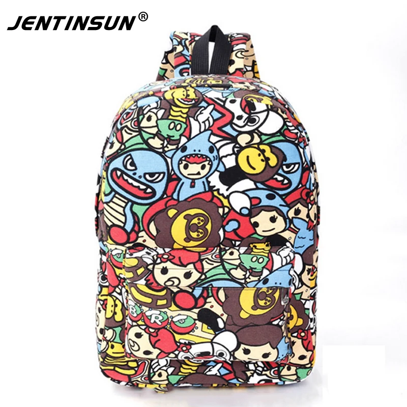 Hippie 2017 Canvas Backpacks Student School Bag Cartoon Print Rucksack ...