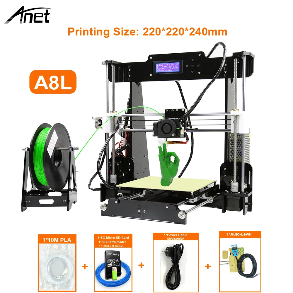 

New Arrival Anet A8L 2004 LCD Automatic Leveling Desk 3D Printer Low Noisy High Precision Offline Printing 3D DIY Kit Printer
