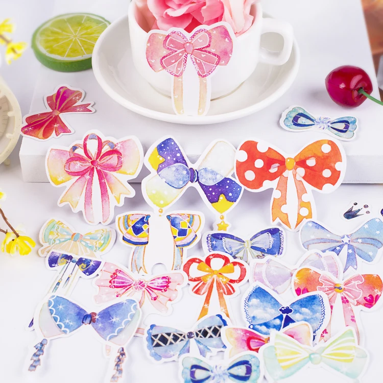 

Lovely Sailor Moon bowknot fresh anime girl pink heart bow watercolor decoration stationery sticker diy ablum diary scrapbooking