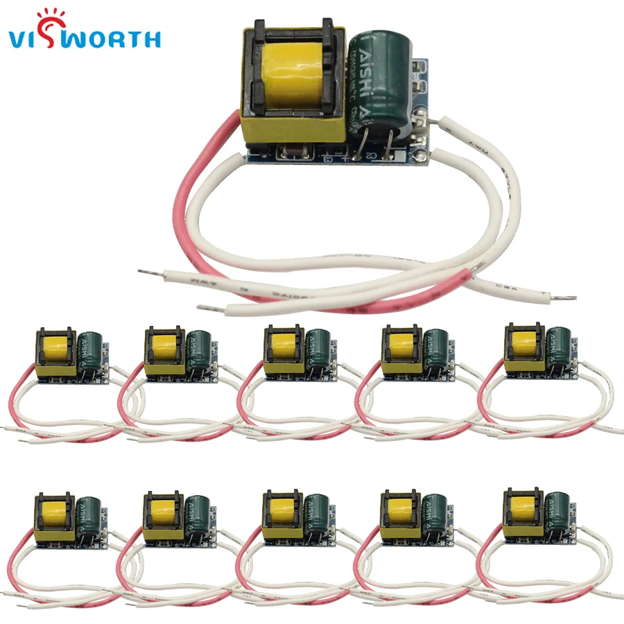 VisWorth (10pcs/lot) High Quality 5*1W Led Driver Outside 5W 300mA 5W Lamp Power Supply LED Transformer Input AC 110V 220V 240V