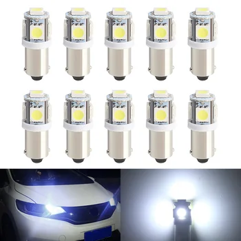 

10pcsT11 BA9S 5050 5-SMD LED White Light Bulb Car light Source Car 12V Lamp T4W 3886X H6W 363 High Quality