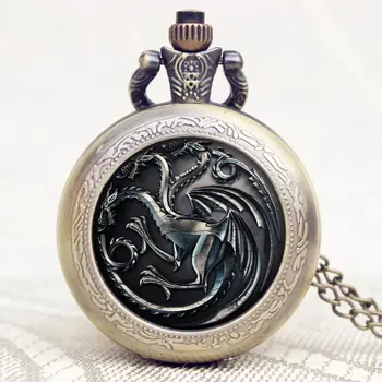 

Retro Quartz Analog Pocket Watch Fire Family Crest The Game of Thrones Women Mens Gifts