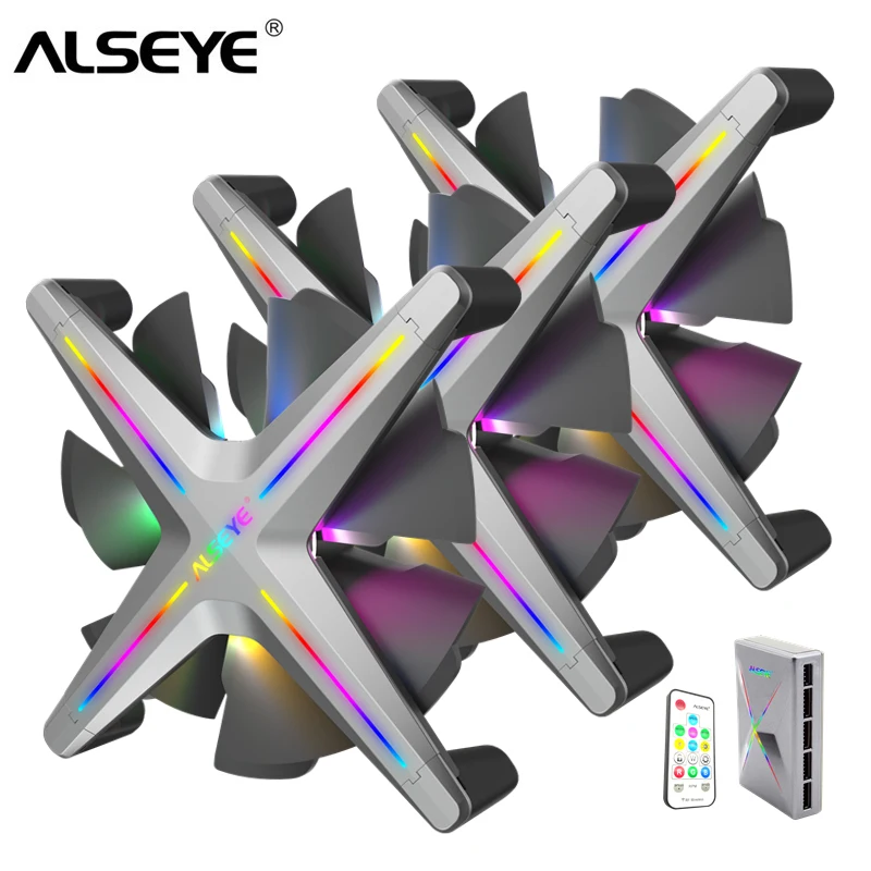 Billige ALSEYE X12 RGB Fan 3 stück 120mm PC Fan Set mit Romote Steuer Kompatibel mit Ausu Gigabyte Mis Motherboard RGB Control