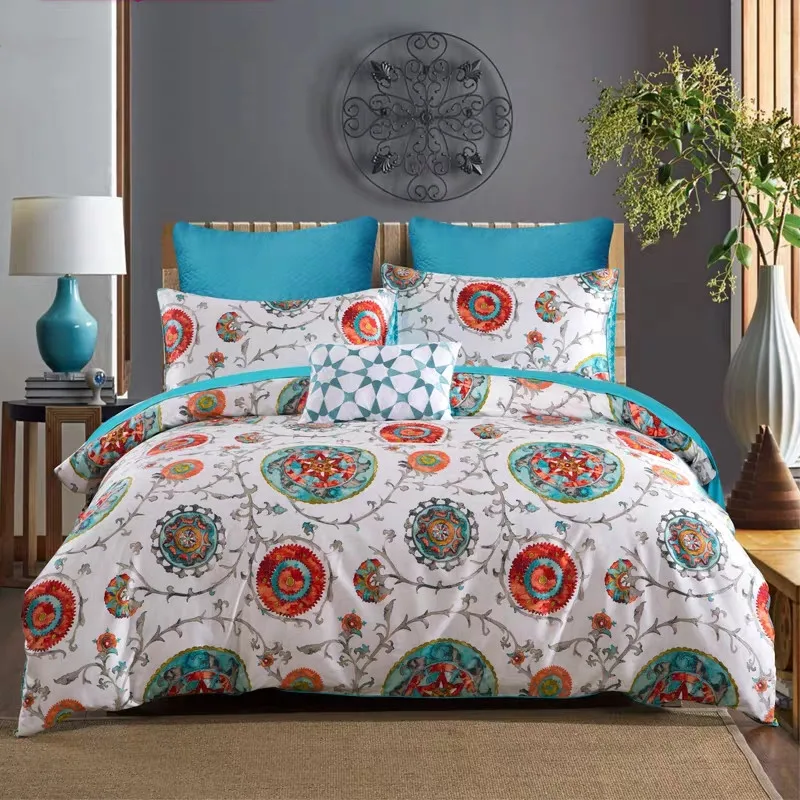 

4pcs American Style Comforter Bedding Sets Pillowcase Duvet Cover Flat Sheet Tencel Newest Skin-Friendly Bed Linen Sheet Soft
