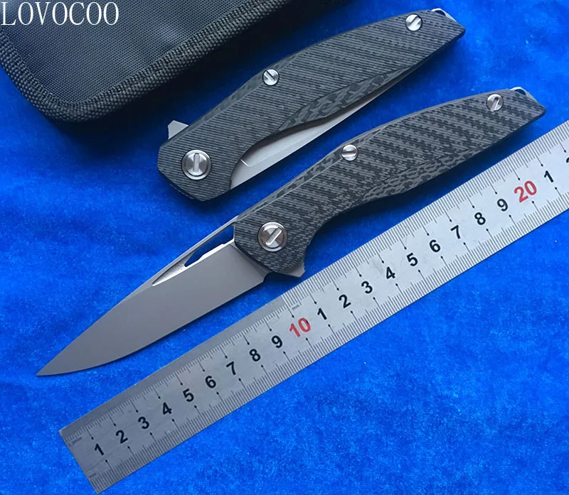 LOVOCOO Flipper F111 S35VN blade 3D CF carbon fiber handle folding knife outdoor camping hunting pocket fruit cutter EDC tools