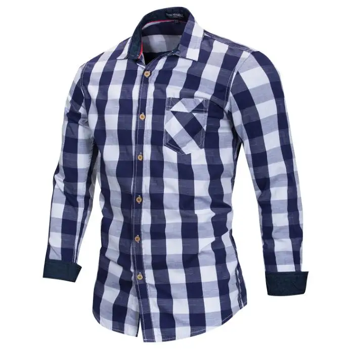 Camisa Social Masculina мужские хлопковые клетчатые рубашки с длинными рукавами большие