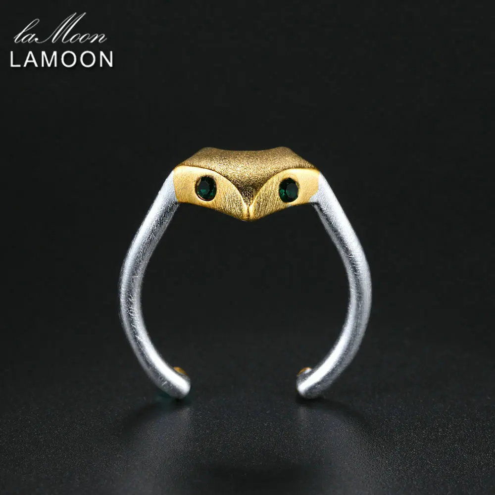 LAMOON S925 Silver Fox Rings for Women Charm Gold & Silver Color Cute Adjustable Animal Ring Fine Jewelry Girl Gift RY011