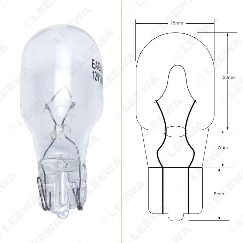 LEEWA 10 шт. теплый белый автомобиль T15 Клин 12 в 16 Вт галогенная лампа внешняя галогенная лампа замена приборной панели лампа светильник# CA1310